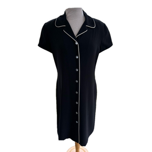 Vintage Evan-Picone Meadow Road Black Ivory Size 12 Shift Dress New Old Stock